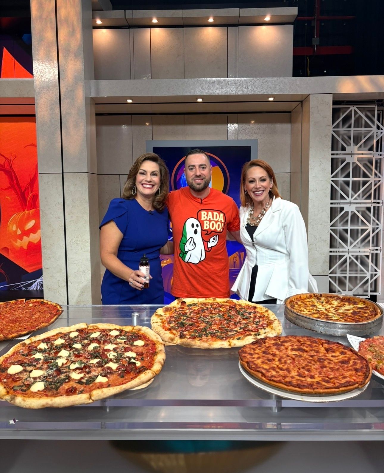 Jonathan on Chicago news promoting the Pizza & Ghost Tour